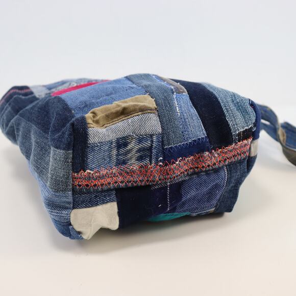 Handmade Patchwork Crossbody Tote Bag Denim Quilted Boho - Picture 3 of 5